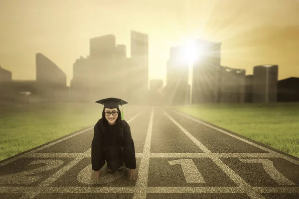 Donna scapolo pronta a correre — Foto Stock