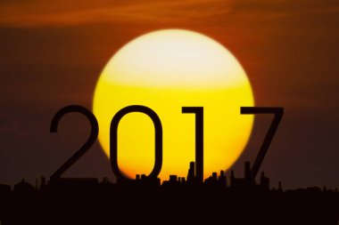 Numaraları 2017 ile altın bir güneş
