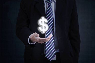 Dolar işareti girişimci el tutar