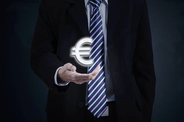 Podnikatel s znak měny Euro — Stock fotografie