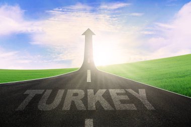 Karayolu ile Türkiye ve yukarı ok