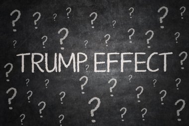 Question marks and Trump Effect word clipart