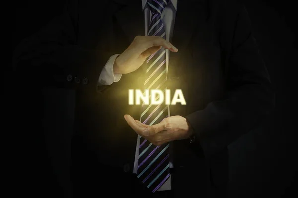 Businessman with word India — Stock Photo, Image