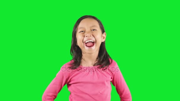 Adorable chica riendo en estudio — Vídeos de Stock