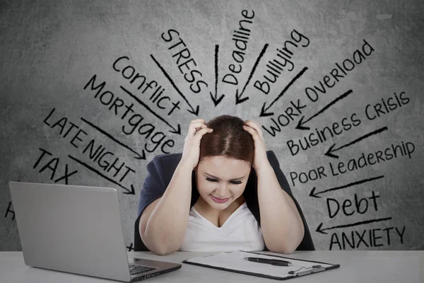 Stressful woman frustrated with her problems — Stock Photo, Image