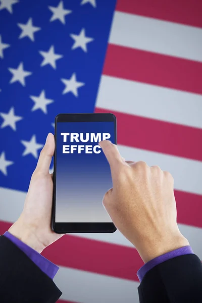 Worker hands touching Trump Effect word — Stock Photo, Image