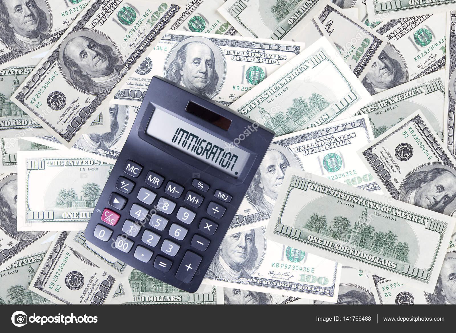 ドル通貨の計算機で移民単語 — ストック写真 © realinemedia #141766488