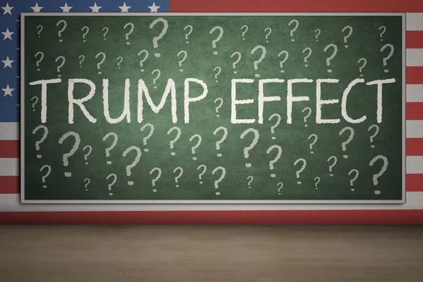 Question mark and Trump Effect word on chalkboard — Stock Photo, Image