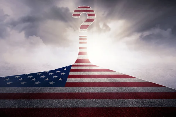 A kérdőjel Egyesült Államok zászlaja — Stock Fotó