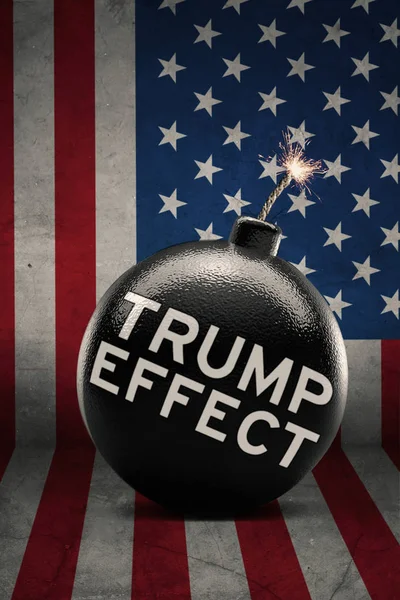 트럼프 효과 단어와 큰 폭탄 — 스톡 사진