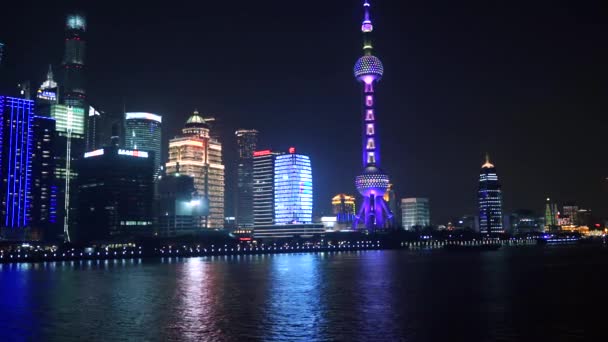 Όμορφη Σαγκάη cityscape τη νύχτα — Αρχείο Βίντεο