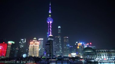 Gece modern shanghai silueti