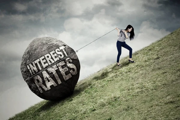 Empresaria con tasas de interés más altas — Foto de Stock