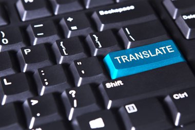 Computer keyboard with text of translate clipart
