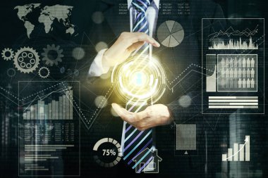 Bir sanal ağ düğmesini tutarak çalışan eller