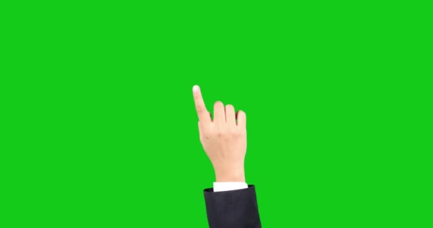 Sanal dokunmatik ekranda çalışan işadamının el — Stok video