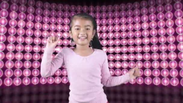 Child dancing with music equalizer background — Stock Video