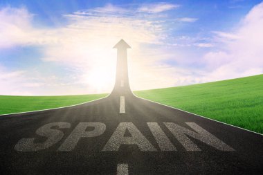 Karayolu ile İspanya ve yukarı ok