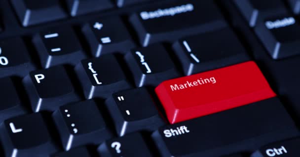 Pressiona mão botão de marketing vermelho — Vídeo de Stock