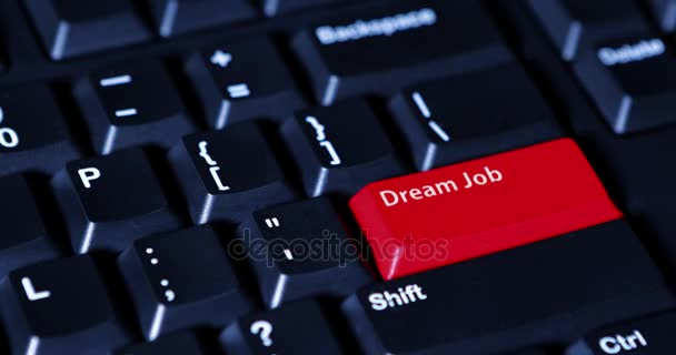 Hand pressing button of dream job — Stock Video