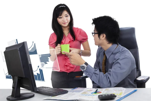 Male manager discussing with his partner on studio — Stock Photo, Image