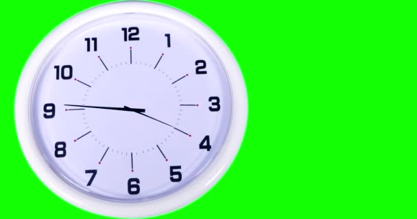 Time lapse of clock with green screen background — Stock Video