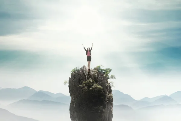 Feliz mujer de negocios en la cima — Foto de Stock