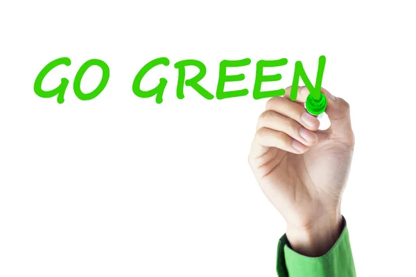 Mano escribe Go Green —  Fotos de Stock
