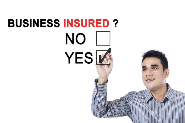 Businessman approving business insured — Stock Photo, Image