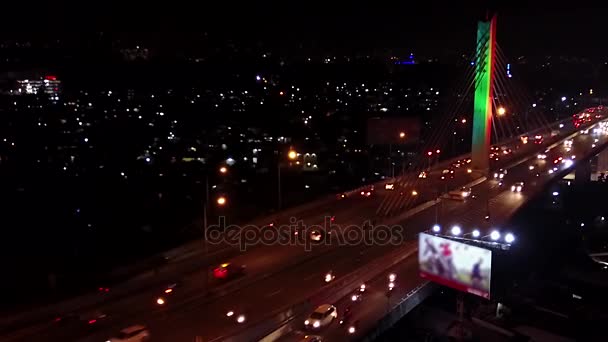 Viaduct in bandung stad bij nacht — Stockvideo