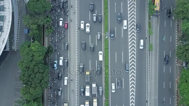 Top view of crowded highway in jakarta — Stock Video