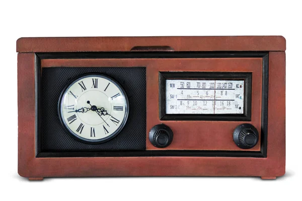 Old radio player with a clock — Stock Photo, Image