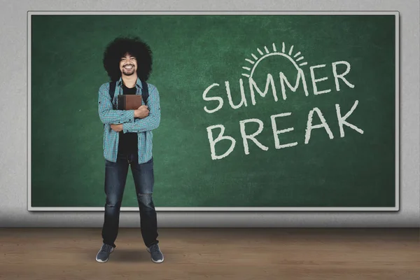 University student with summer break word — Stock Photo, Image