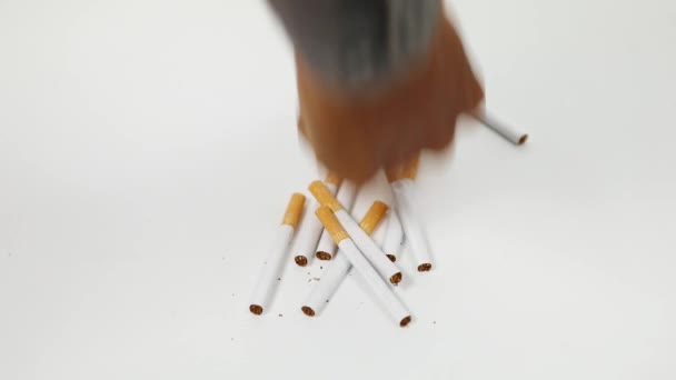 Mains masculines écrasant des cigarettes — Video