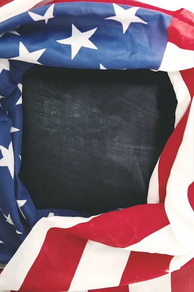Πλαίσιο της αμερικανικής σημαίας στον μαυροπίνακα — Φωτογραφία Αρχείου