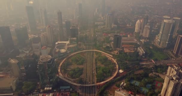 Vista aérea da intersecção rodoviária em Jacarta — Vídeo de Stock