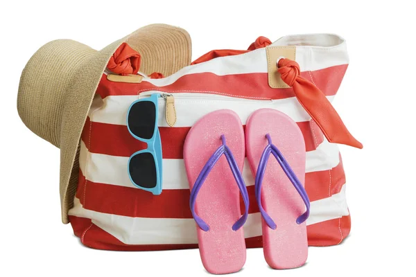 Straw hat, bag and beach item — Stock Photo, Image