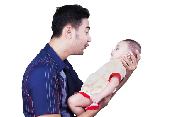Padre arabo che parla con il suo bambino — Foto Stock