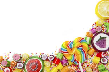 Lezzetli meyve şekerleri ve lolipop 
