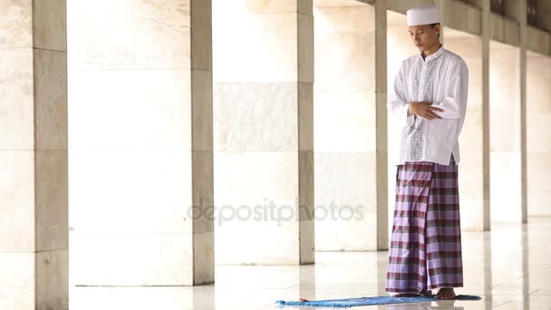 Релігійний мусульманин молиться один — стокове відео