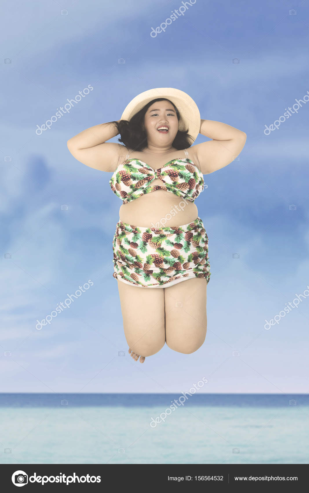 fat woman beach bikini