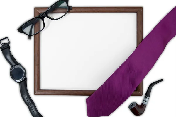 Empty frame with accessories for father — Stock Photo, Image