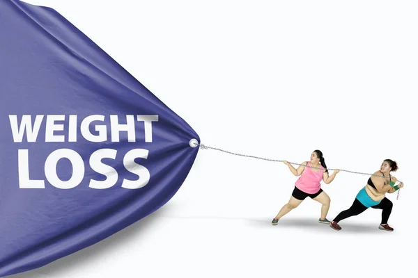 Dikke vrouwen trekken Weight Loss tekst — Stockfoto