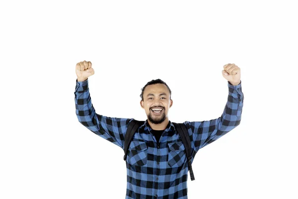 Happy Afro student in studio — Stock Photo, Image