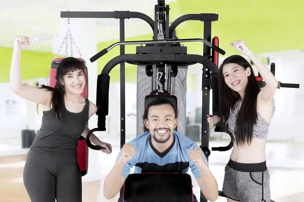 Sports people look happy in the gym center — Stock Photo, Image