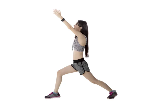 Slim woman doing warm-up — Stock Photo, Image