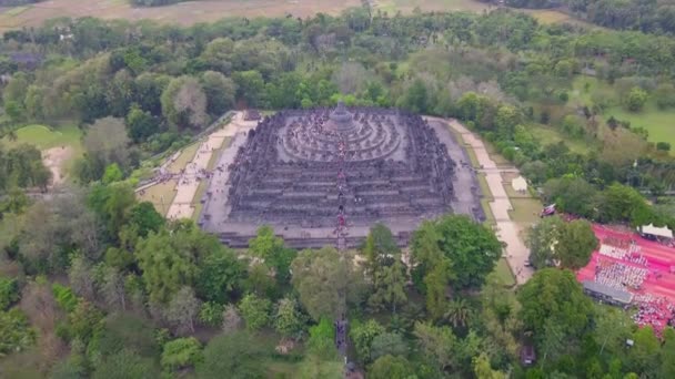 Paisaje aéreo del templo de Borobudur — Vídeo de stock