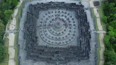 Borobudur Tapınağı görüntülerini güzel havadan görünümü
