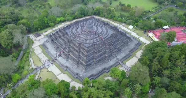 婆罗浮屠佛教寺庙的时间推移镜头 — 图库视频影像