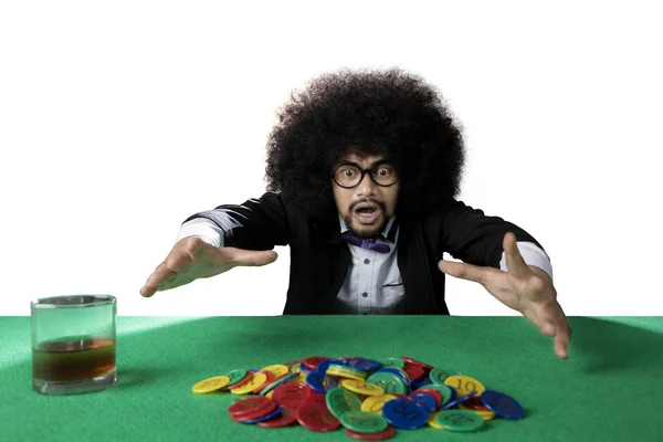 Afro man lose in gambling — Stock Photo, Image